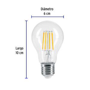 Lampara de LED, estilo antiguo, A19, 6 W, E26, luz calida