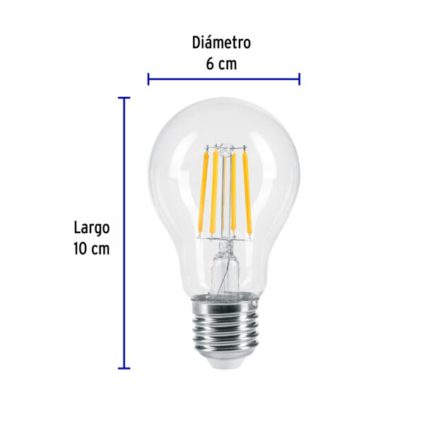 Lampara de LED, estilo antiguo, A19, 6 W, E26, luz calida