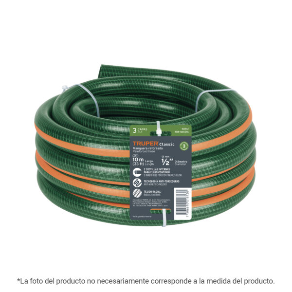 Rollo de 5m Manguera de jardin 1/2" de 3 capas Truper