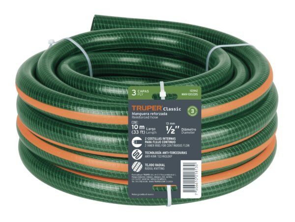 Rollo de 10m Manguera de jardin 1" de 3 capas Truper
