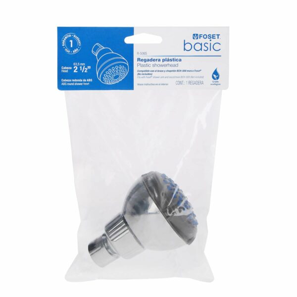 Regadera cabeza ABS de 2-1/2" sin brazo