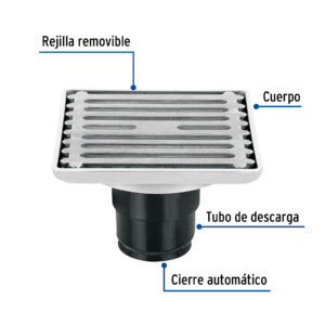 Resumidero acero inoxidable cuadrado 4x4"