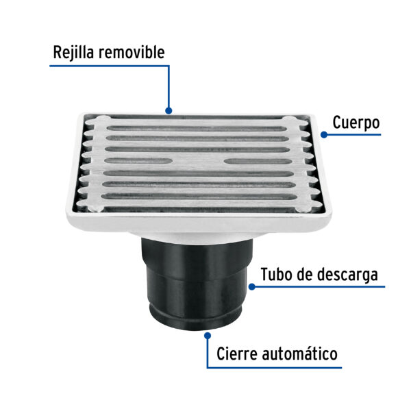 Resumidero acero inoxidable cuadrado 4x4"