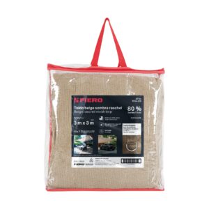 Toldo raschel beige de 3 m, 90% sombra, ancho 3 m, FIERO