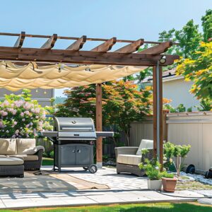 Toldo raschel beige de 4 m, 90% sombra, ancho 3 m, FIERO
