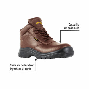 Bota de seguridad cafe, #26 con casquillo de acero, Pretul