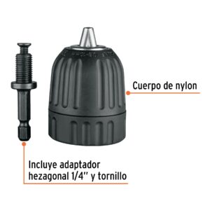 Broquero cierre rapido 3/8" con adaptador Hex de 1/4"