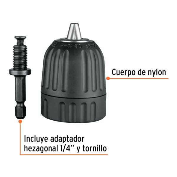 Broquero cierre rapido 3/8" con adaptador Hex de 1/4"