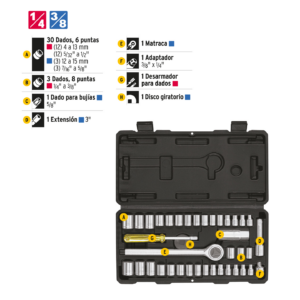 Juego de 39 herramientas 1/4" 3/8 para mecanico Santul