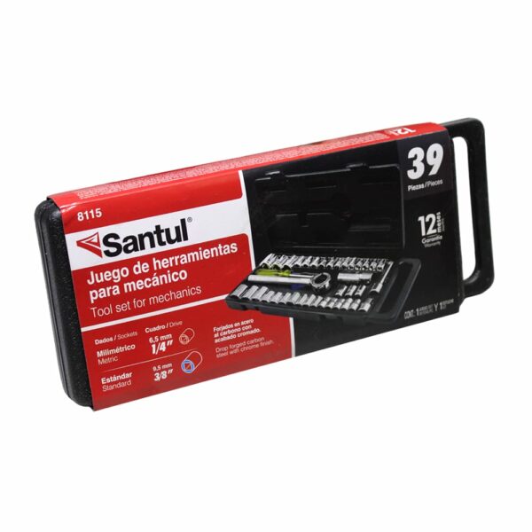 Juego de 39 herramientas 1/4" 3/8 para mecanico Santul