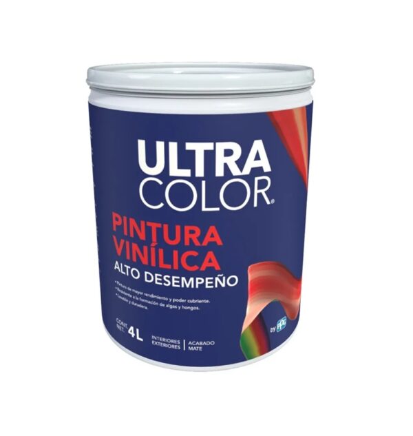 Pintura Vinilica Ultracolor Alto desempeño Blanco 4L