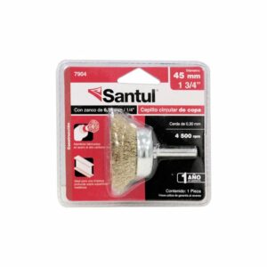 Carda de copa alambre grueso 1-3/4" para taladro Santul