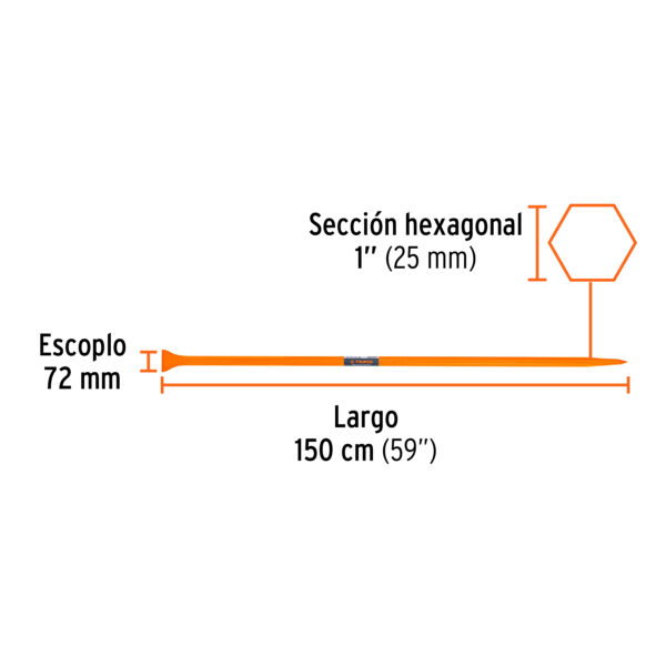 Barreta de punta de 1" x 150cm escoplo ancho