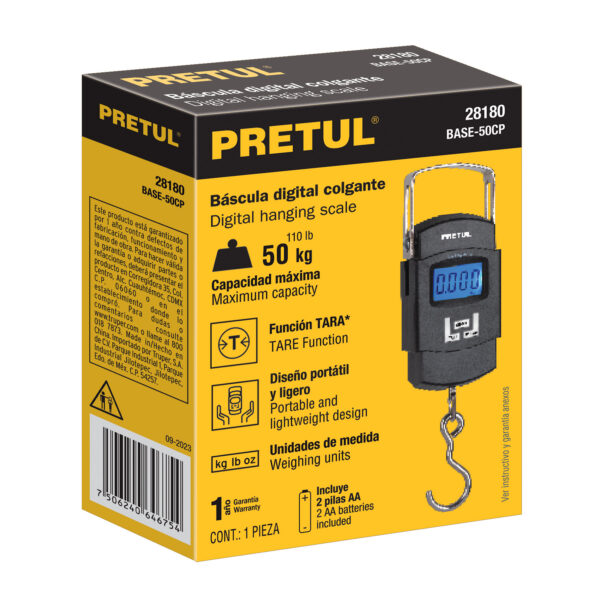 Bascula electronica colgante de pilas 50kg Pretul