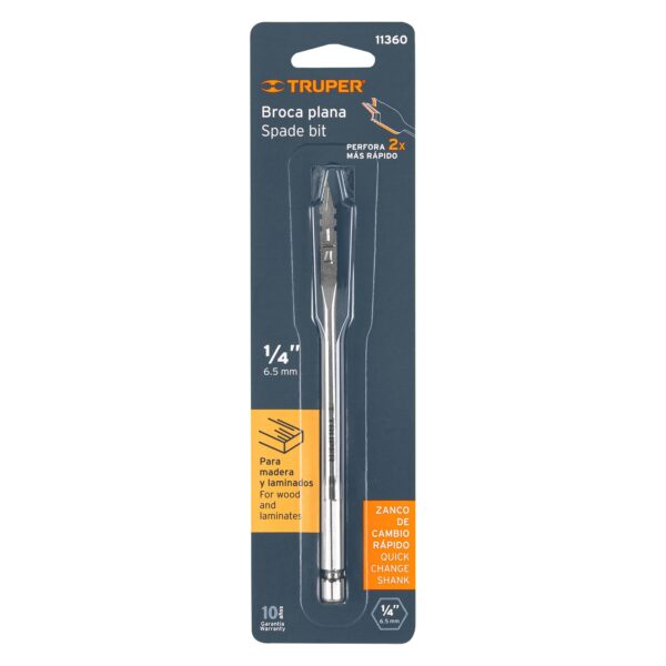 Broca plana de manita 1/4" Truper