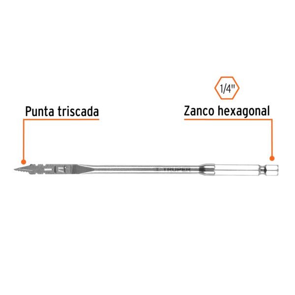 Broca plana de manita 1/4" Truper