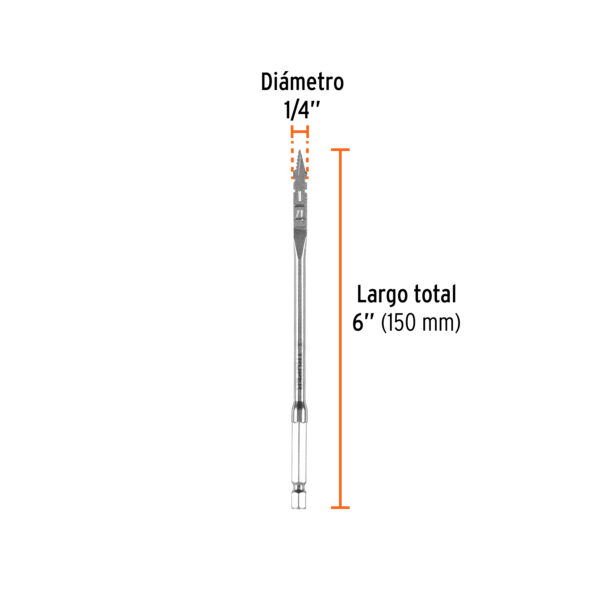 Broca plana de manita 1/4" Truper