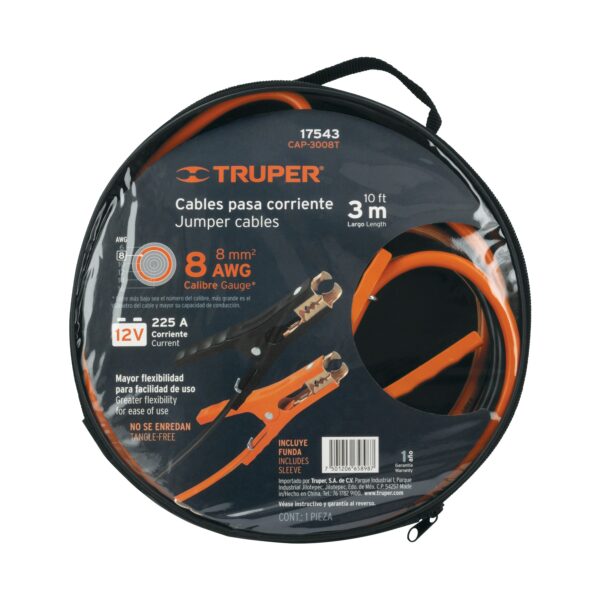 Cables pasa corriente de 3m calibre 8awg 225A Truper
