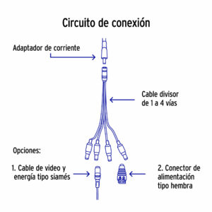 Cable Divisor de Energia tipo Pulpo 1 a 4 para CCTV, Volteck