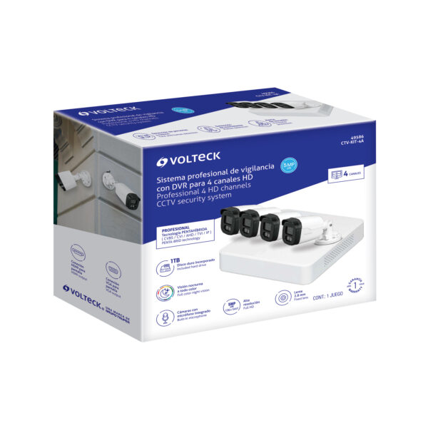 Kit video vigilancia 4 canales 4 camaras 5MP Disco 1TB