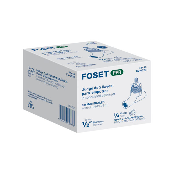 Juego de 2 llaves de empotrar PPR para regadera 1/2', FOSET