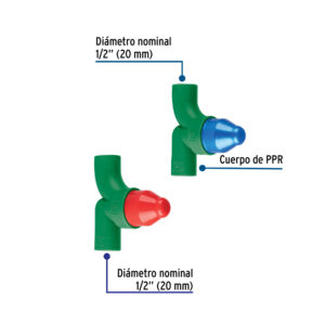 Juego de 2 llaves de empotrar PPR para regadera 1/2', FOSET