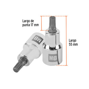 Dado punta corta bristol M8x55mm, cuadro 1/2