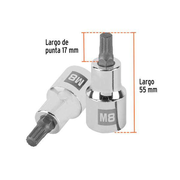 Dado punta corta bristol M8x55mm, cuadro 1/2"