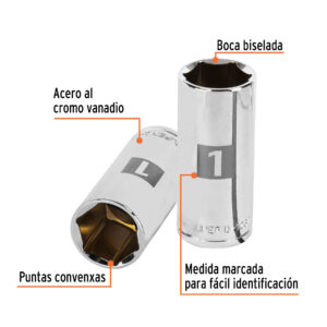 Dado de 6 puntas, largo, cuadro 1/2" de 1"