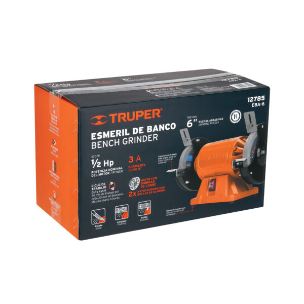 Esmeril de banco de 6" de 1/2 Hp 370w Truper