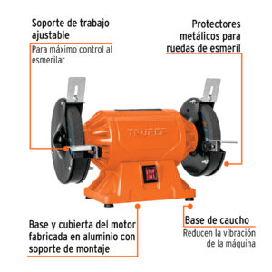 Esmeril de banco de 6" de 1/2 Hp 370w Truper