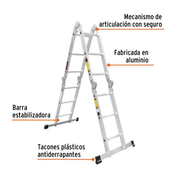 Escalera multiposicion, 12 peldaños, Tipo I