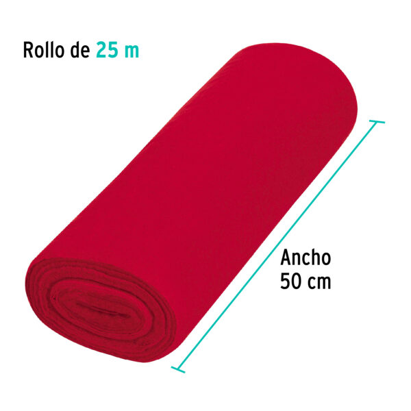 Franela roja de algodon rollo 25m