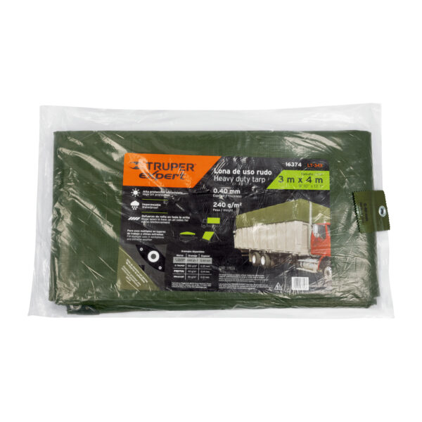 Lona uso rudo verde olivo 3x4m Truper Expert