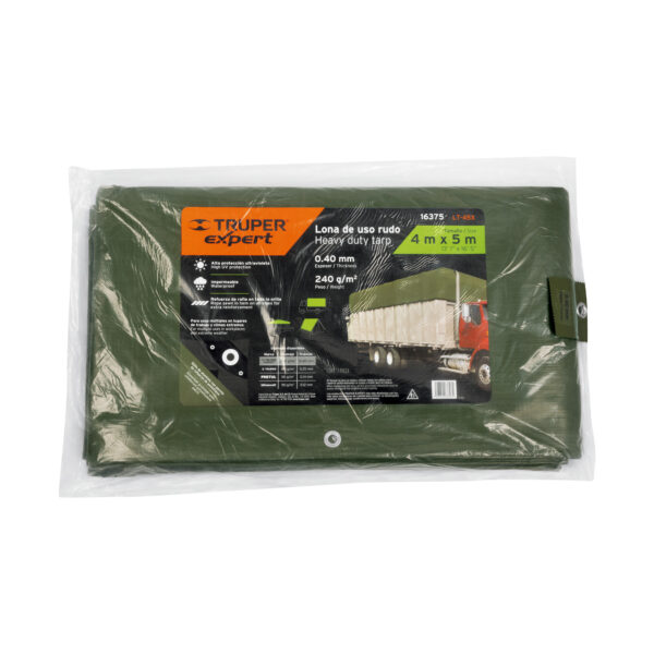 Lona uso rudo verde olivo 4x5m Truper Expert