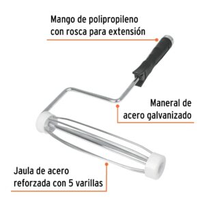 Maneral profesional para rodillo con jaula, 9" x 37 mm