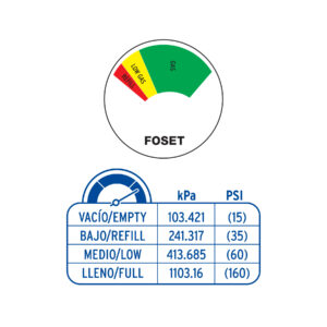Indicador de nivel de llenado para cilindro de gas, Foset