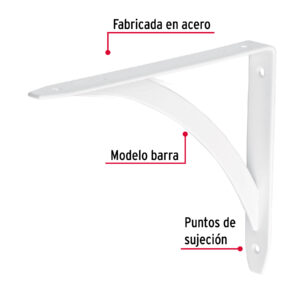 Mensula reforzada blanca diseño barra de 5 x 7"