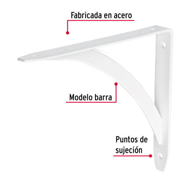 Mensula reforzada blanca diseño barra de 5 x 7"
