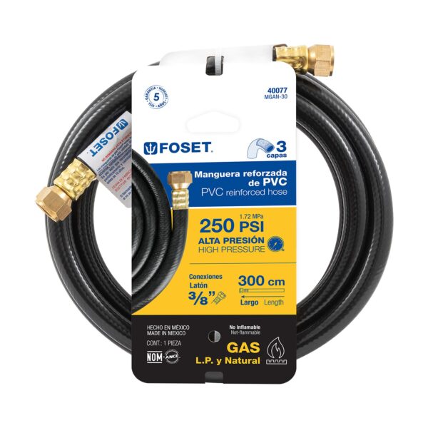 Manguera negra alta presion PVC 3/8" 250psi de 3m