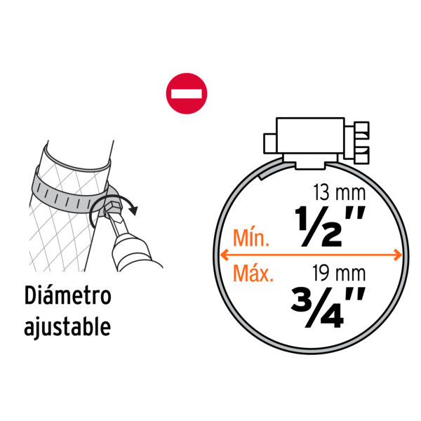 Pack 4 Abrazadera Sin Fin Acero inoxidable 1/2" a 3/4"
