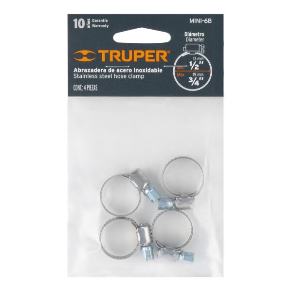 Pack 4 Abrazadera Sin Fin Acero inoxidable 1/2" a 3/4"