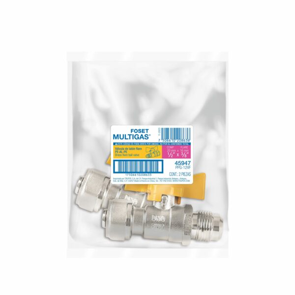 Valvula esfera para PE-AL-PE, 1/2'a flare 3/8', Foset