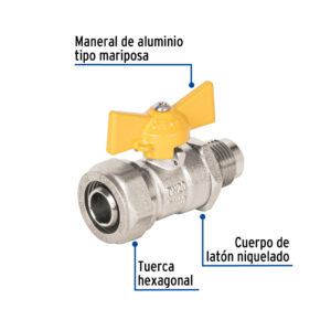 Valvula esfera para PE-AL-PE, 1/2'a flare 3/8', Foset