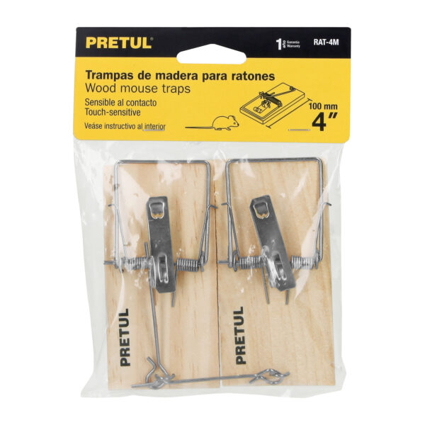 Ratonera 4", madera, bolsa con 2 pzas