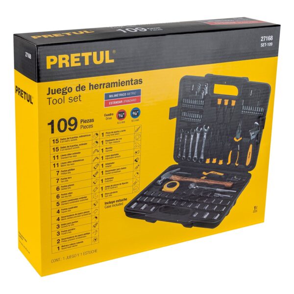 Juego de herramientas para mecanica de 109 piezas Pretul