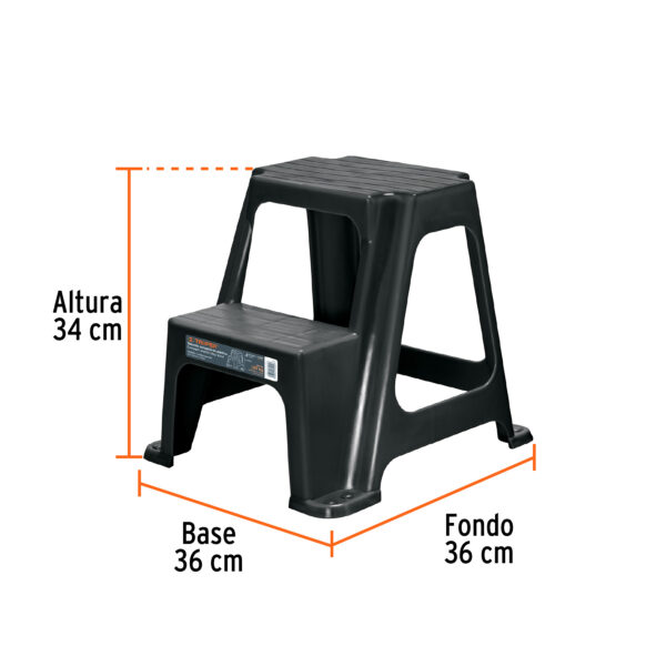Taburete ligero de plastico, 2 peldaños