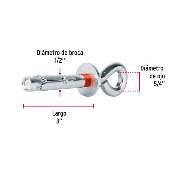 Pack de 2 Taquete expansivo armella cerrada 1/2" y Ojo 5/8"