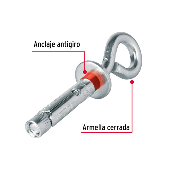 Pack de 4 Taquete expansivo armella cerrada 5/16" y Ojo 7/16"