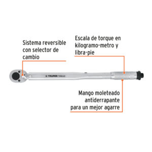 Torquimetro de trueno, dos lecturas, para dados cuadro 1/2"